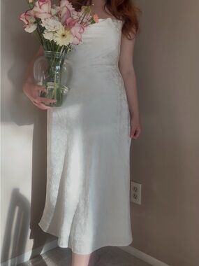 Altar'd State White Satin Midi Slip Dress